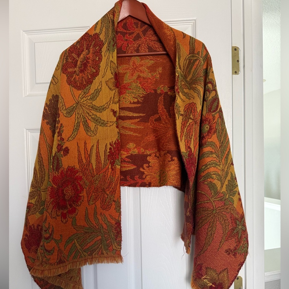 Kenzo Vintage 90s Floral Wool Scarf
